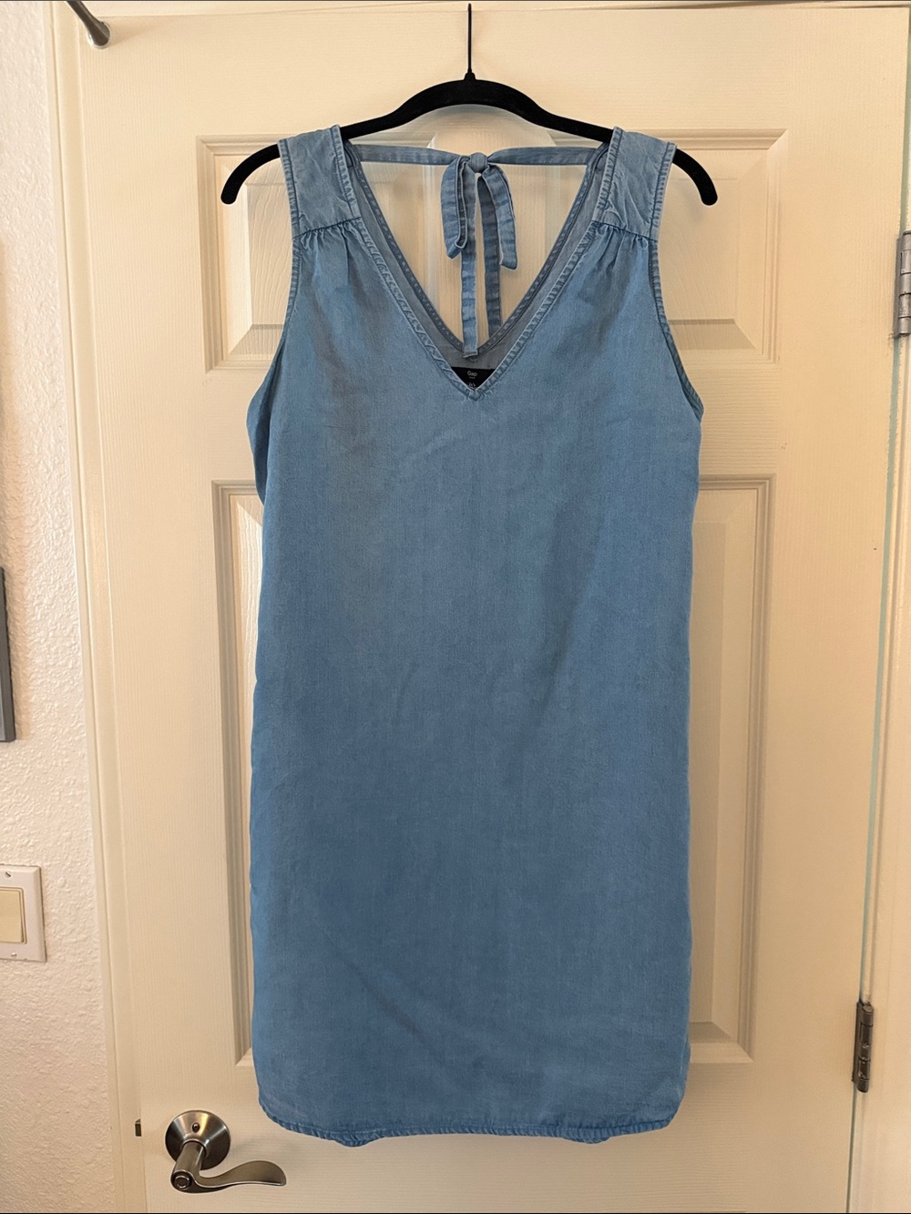 GAP Light Blue Sleeveless V-Neck Tie-Back Mini Dress